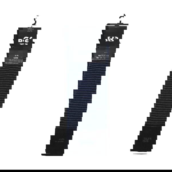 Boss Mens Stripe Socks (Pack of 2) - Dark Blue/Black - 