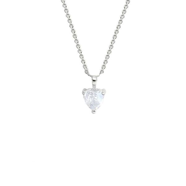Say It With Heart Cut Stone Necklace - Silver