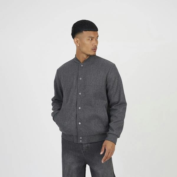 Brave Soul Charcoal Bomber Style Jacket - Charcoal Image 1