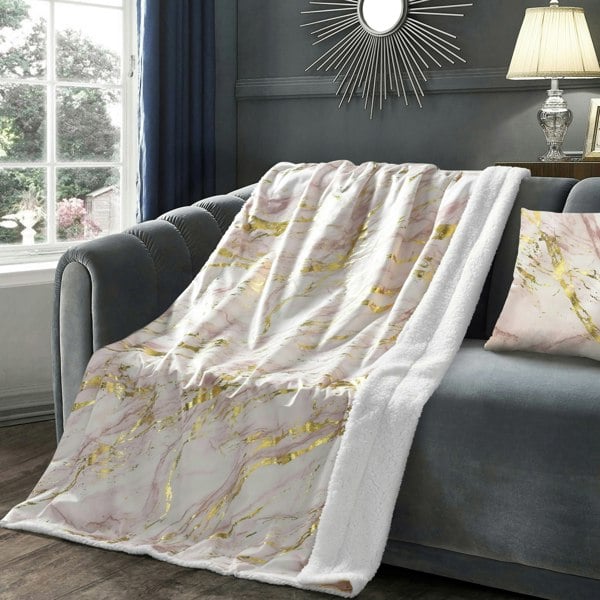 Velosso Metallic Marble Sherpa Reverse Throw - 100cm x 150cm