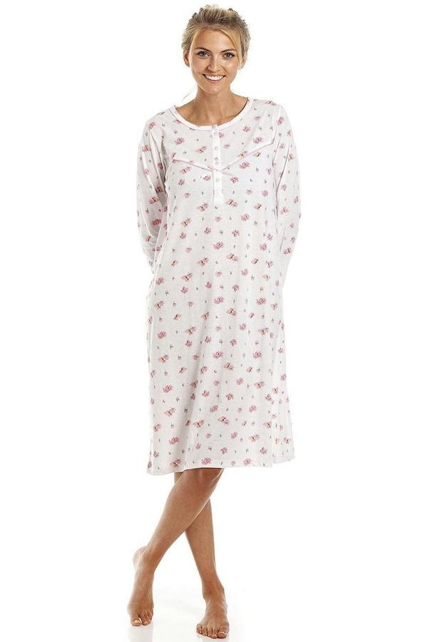 Womens Long Sleeve Floral Nightdress