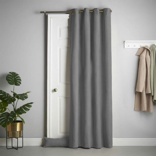 Luxury Living Velvet Chenille Thermal Fleece Lined Single Eyelet Door Curtain