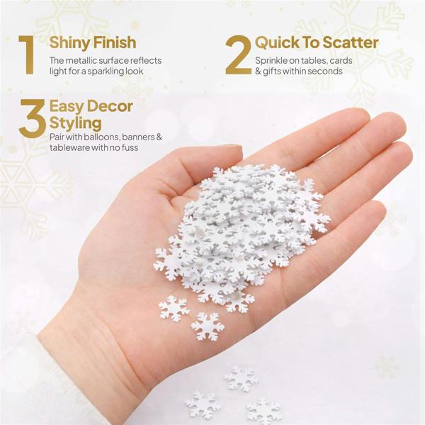 14g White Snowflake Confetti for Christmas Cards, Gifts, Party Tables and Winter Craft Decorating image 2