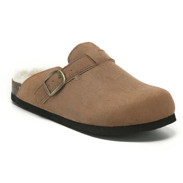 VIVASHOES Womens Suede Slip-On Buckle Clog – Classic Closed-Toe