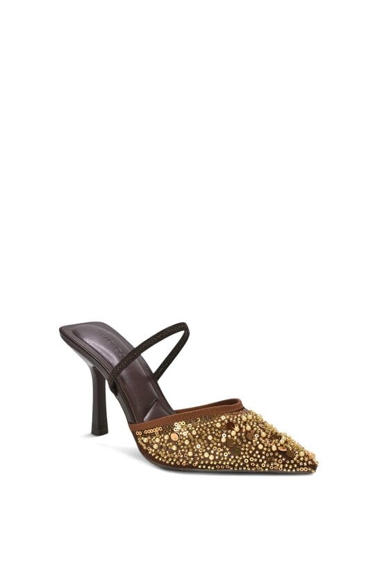 XY LONDON Slingback Stiletto High Heel Rhinestone Embellished Court Shoes