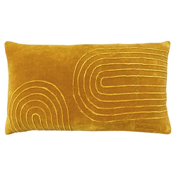 Furn Mangata Velvet Rectangular Cushion Cover - Ochre Yellow