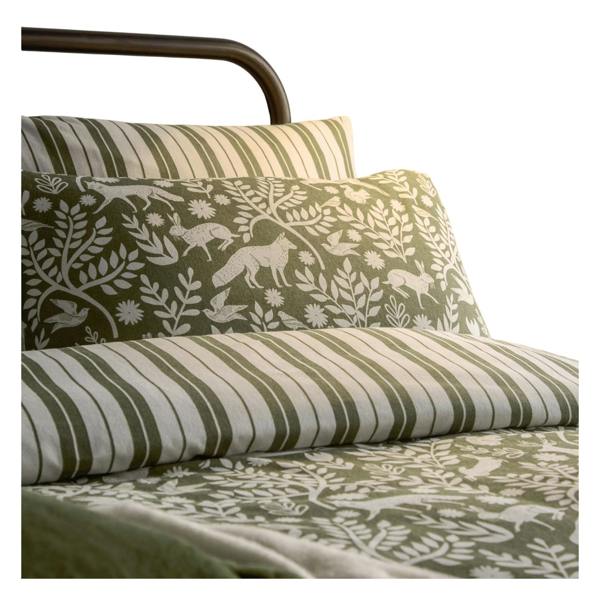 Furn Skandi Woodland Reversible Brushed Cotton Duvet Cover Set - Thyme Green - 