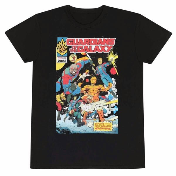 Guardians Of The Galaxy Unisex Adult Comic Cover T-Shirt - Black