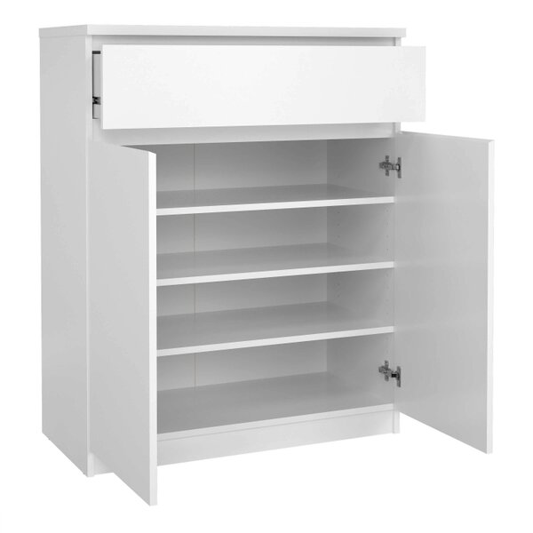 Wyld Haus Budapest White Wooden Tall Sideboard 1 Drawer 2 Doors