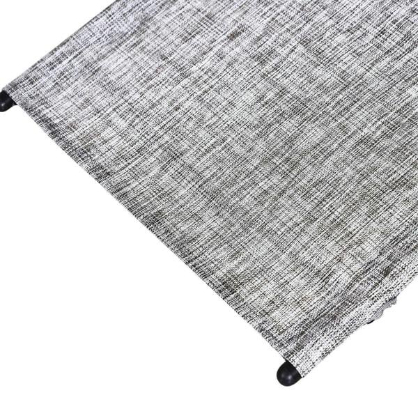 Grey textured fabric pad with corner caps for a zero gravity rocking lounge chair