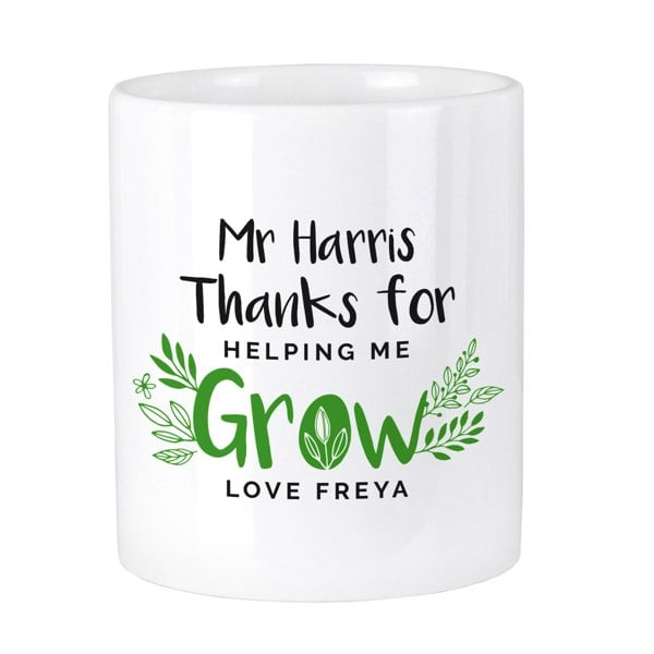 Personalised Memento Company Personalised Thanks For Helping Me Grow Ceramic Storage Pot