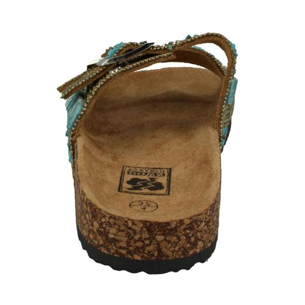 Down to Earth Ladies Down To Earth Dual Buckle Strap Beaded Mule Sandals F00251