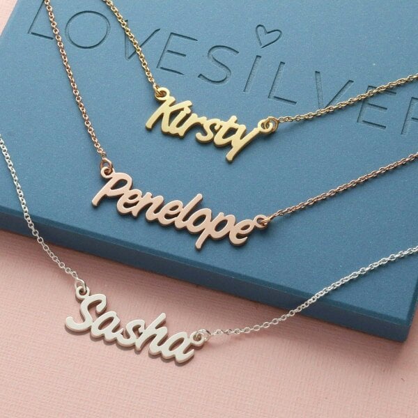 Christopher James of London 9ct Rose Gold Plated Challenge Style Personalised Name Necklace