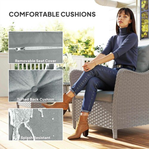 Wyld Haus Veyoto Rattan Light Grey Set Of 2 Outdoor Armchairs With Cushions Armrests And High Back