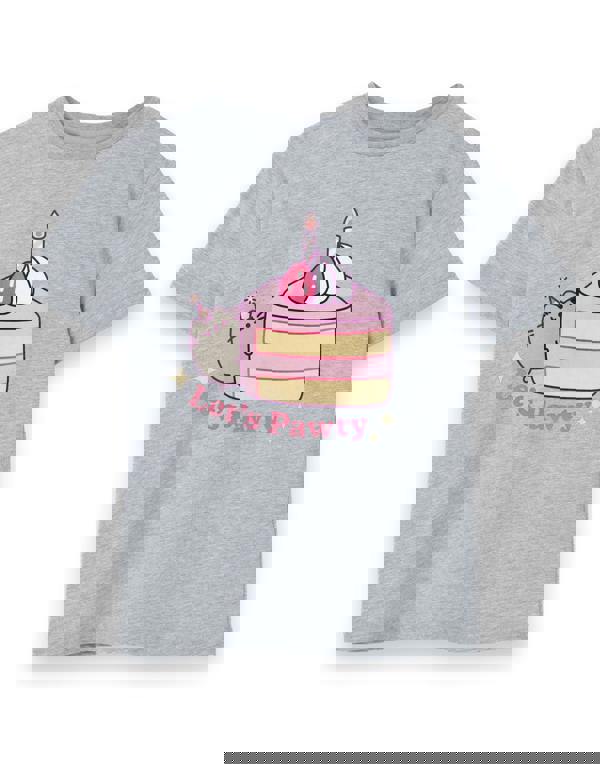 Pusheen Girls Grey Let's Pawty Short Sleeved T-Shirt