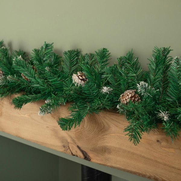 Samuel Alexander 2.7m Snow Tipped Christmas Garland with Pine Cones and Mixed Needles