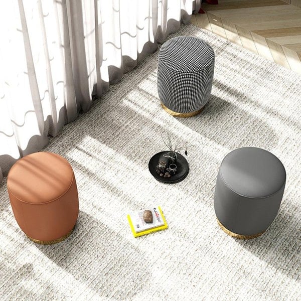 N89 Round Stool, Leather/ Velvet-Weilai Concept-Weilai Concept