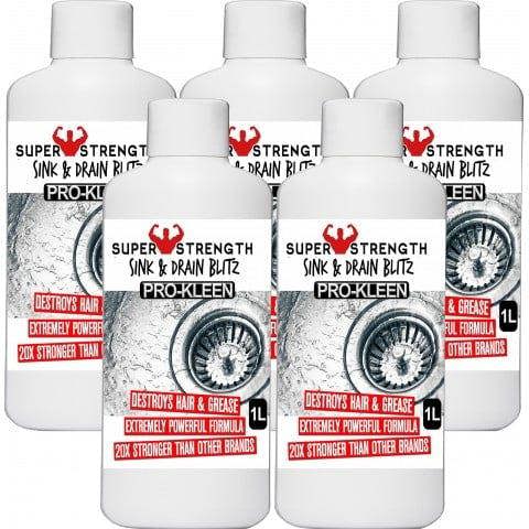 ProKleen 5L of Pro-Kleen Sink & Drain Blitz - Plughole, Sink & Drain Unblocker - Super Strength Formula
