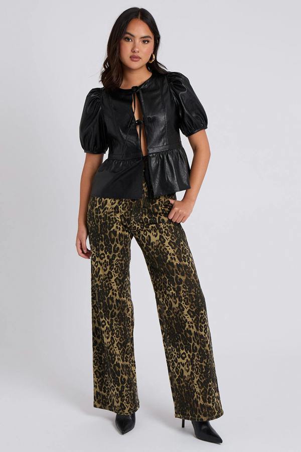 Urban Bliss Tie Front PU Top