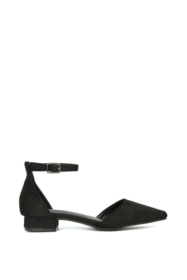 XY LONDON Low Heel Flat Pointed Toe Ankle Strap Court Shoes