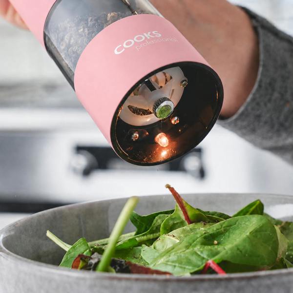 Cooks Professional Electric Salt and Pepper Mill Set | Pink