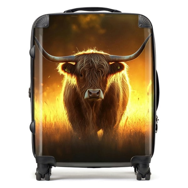 Warren Reed Highland Cow Sunset Suitcase