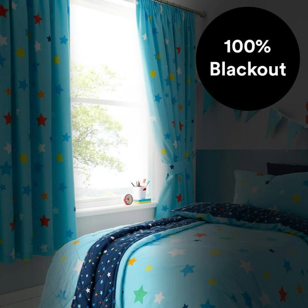 Multi Stars Thermal Blackout Curtains Curtains - Happy Linen Company