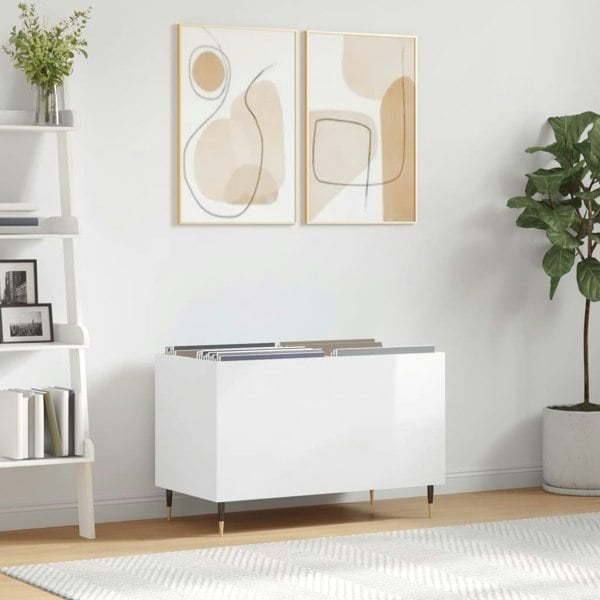 Berkfield Record Cabinet High Gloss White 74.5x38x48 cm Engineered Wood