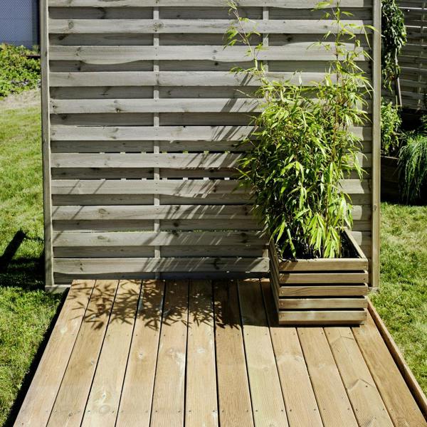 Cerland Kub Square Slatted Planter 40cm x 40cm 30L Modern Square Wooden Planter