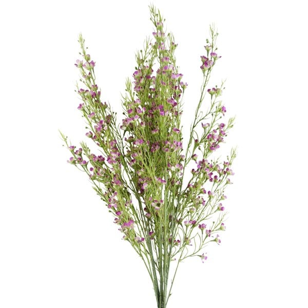 Leaf Pack of 6 x 100cm Artificial Foliage Stem with Small Flowers - Purple