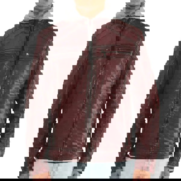 Leather Company Men's Hooded Biker Lamb Leather Jacket