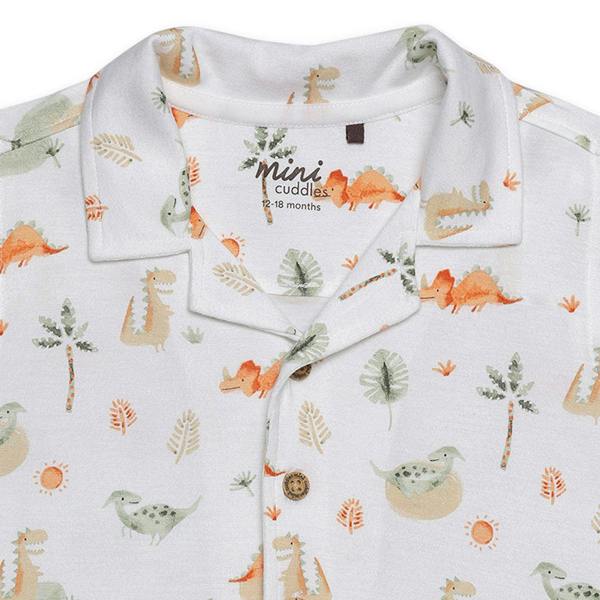 Mini Cuddles Baby Boys All-Over Dinosaur Printed Shirt, Multicolour