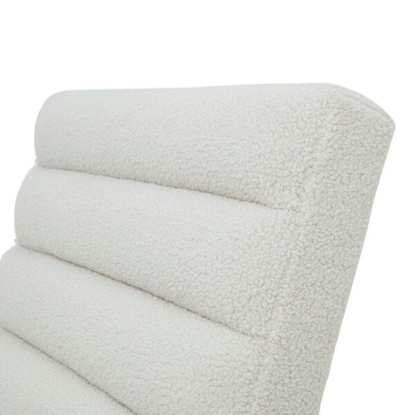 Wyld Haus Soft Cream Ribbed Boucle and Black Metal Accent Chair