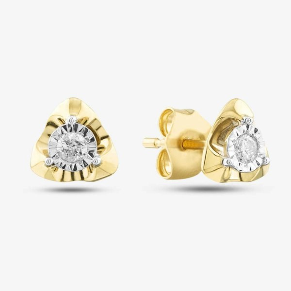 T. H. Baker 9ct Yellow Gold 0.08ct Brilliant Cut Triangular Stud Earrings THE41595-08NJ (YG)