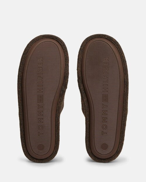 Tommy Hilfiger Herringbone Mens Hilfiger House Shoes - Cocoa