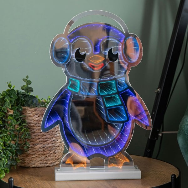 Samuel Alexander 40cm Light up Penguin Infinity Christmas Decoration with Blue and White LEDs