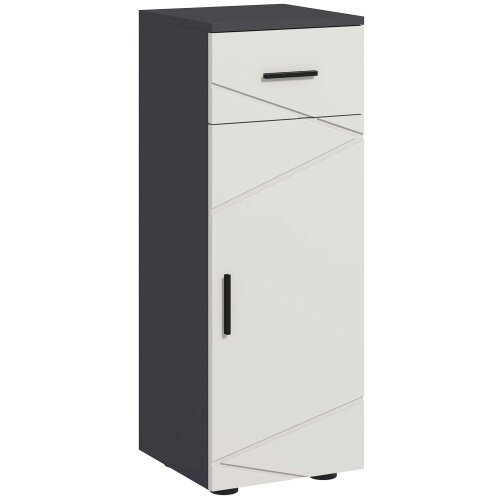 Wyld Haus Gazzeta Slim Grey Bathroom Storage Cabinet With Drawer Cupboard Adjustable Shelves And Soft Close Door