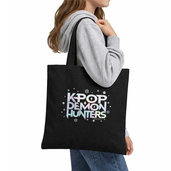 K-Pop Demon Hunters Snowflake Travel Logo Tote Bag - Black