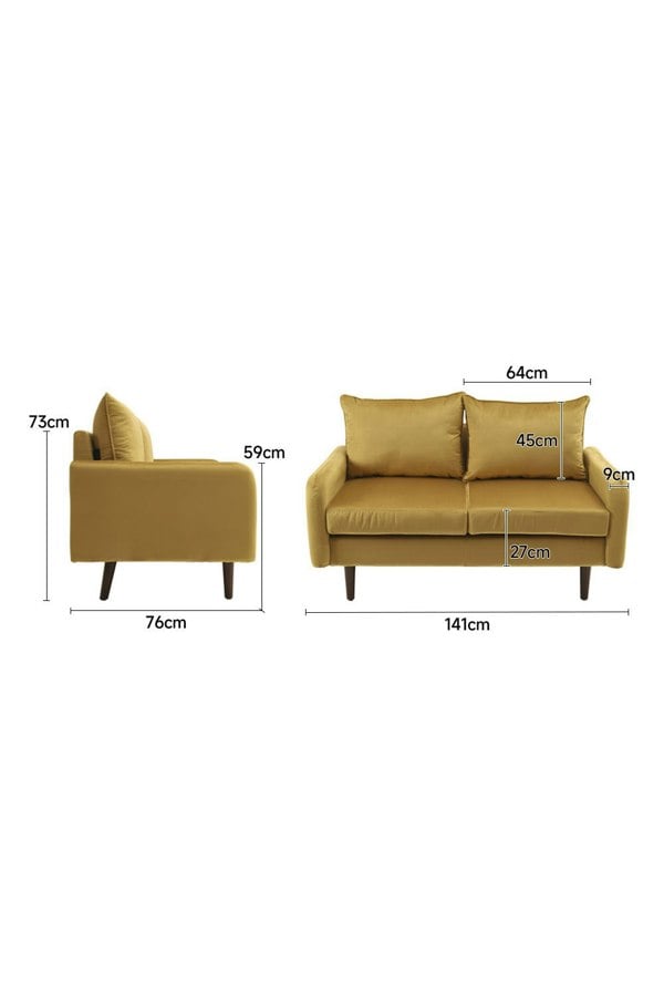 Living and Home 2-Seat Velvet Upholstered Sofa for Living Room