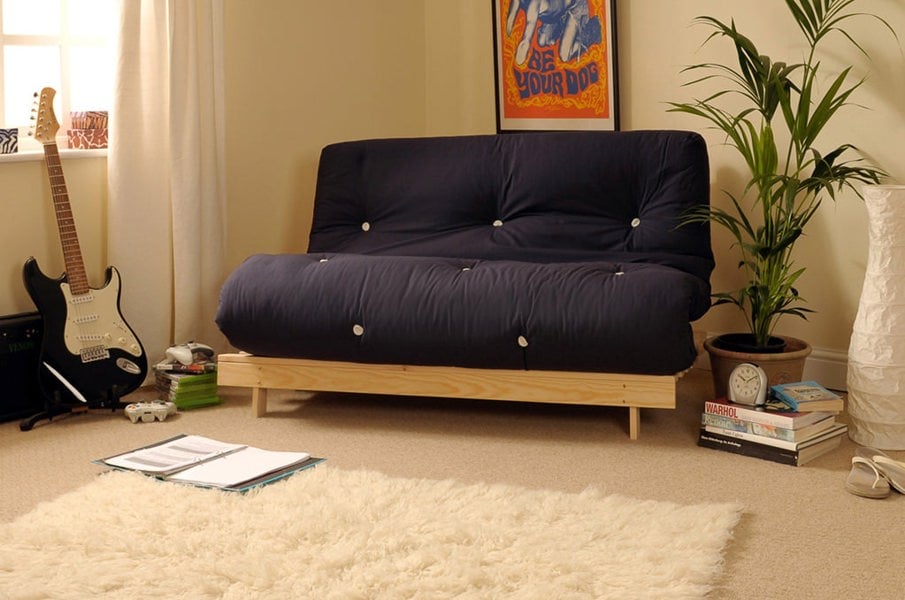 Comfy Living Wooden Futon sofa bed frame with a Standard Mattress