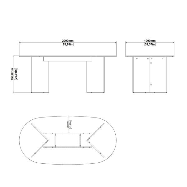 Furniture To Go Family Dining table 100x200cm in Cashmere