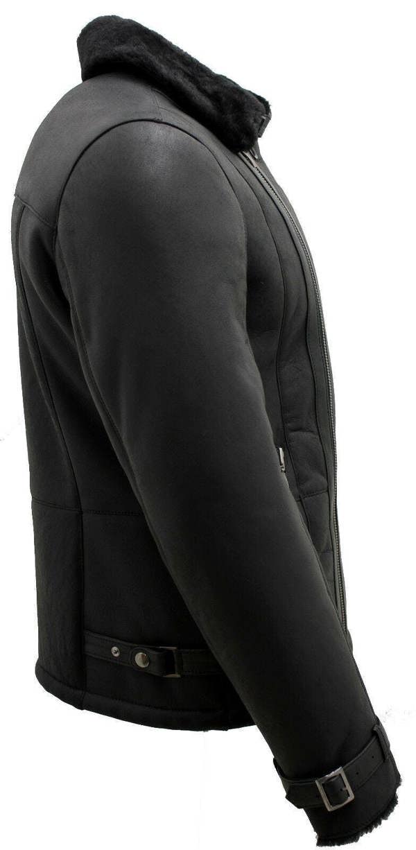 Infinity Leather Mens Double Breasted Sheepskin Leather Biker Jacket-Manila