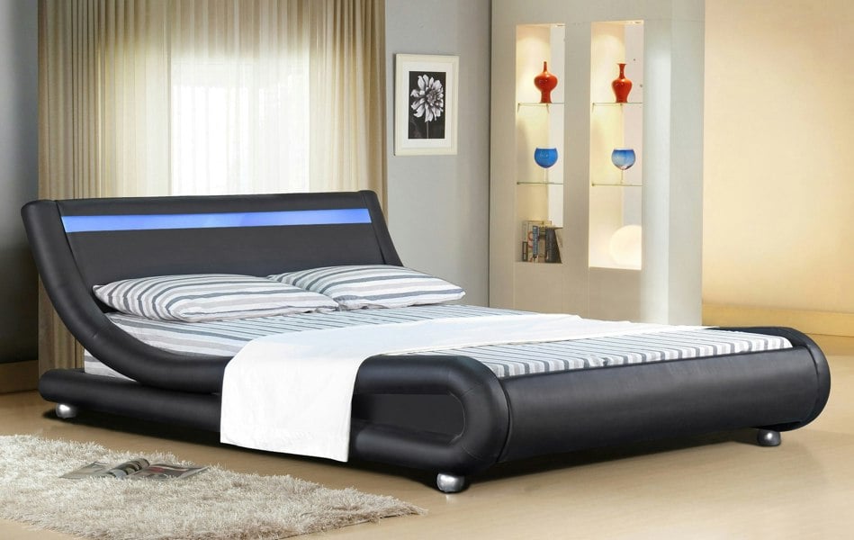 Comfy Living Mallorca Faux Leather LED Bed Frame - Modern & Illuminating Feature for Your Stylish Bedroom