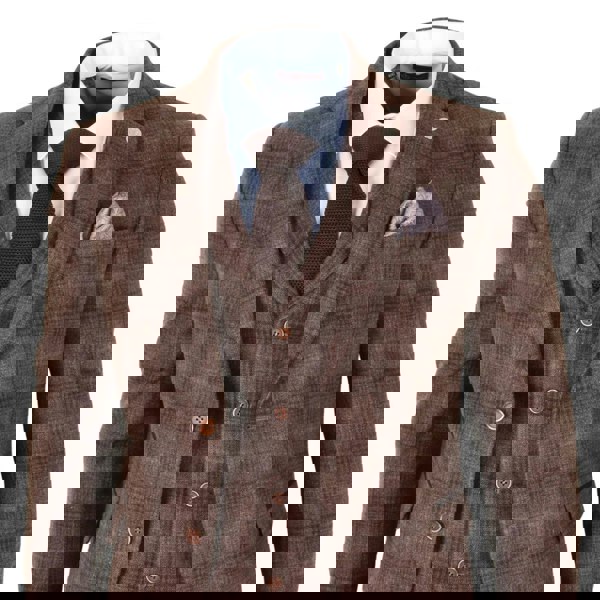 TruClothing TP-31 - Men's Brown Tweed Check 3 Piece Suit