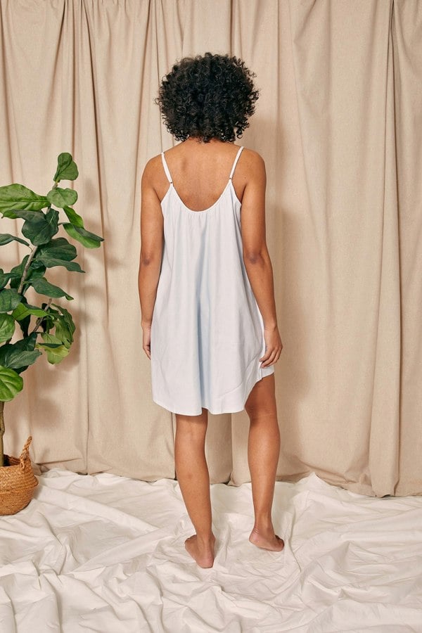 Pretty You London Women's Cotton Modal Swing Chemise in Sky Blue