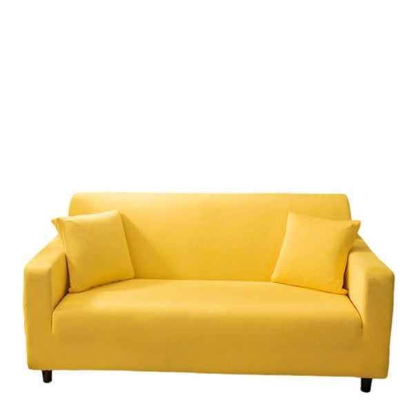 Anyhouz Anyseat 4 Seater Sofa Cover Plain Yellow Style and Protection For Living Room Sofa Chair Elastic Stretchable Slipcover