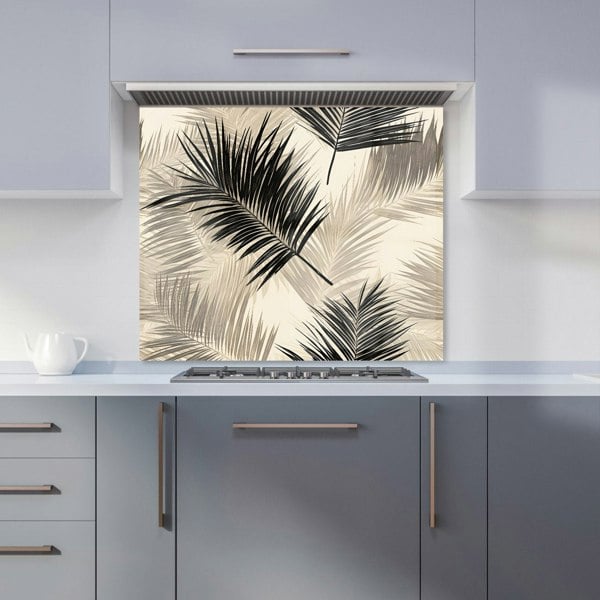 Warren Reed - Designer Black And White Tropical Palm Leaves Kitchen Splashback