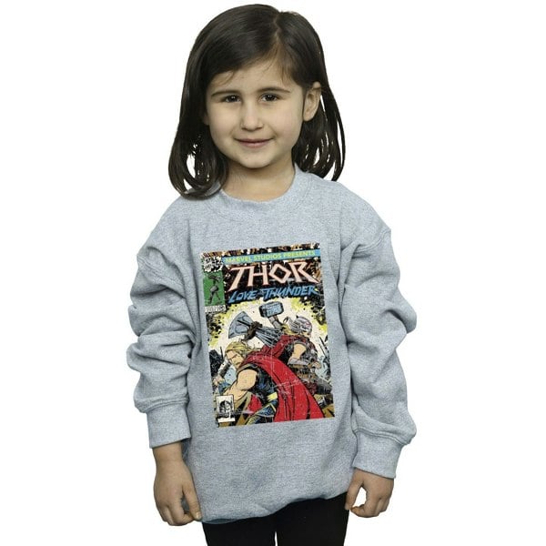 Marvel Girls Thor Love And Thunder Vintage Poster Sweatshirt - Sports Grey