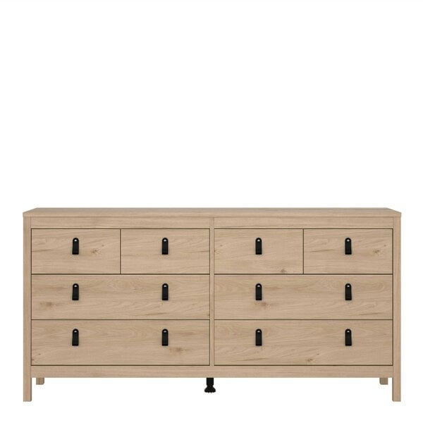 Wyld Haus Barcelona Natural Oak Wood Double Dresser 8 Drawers