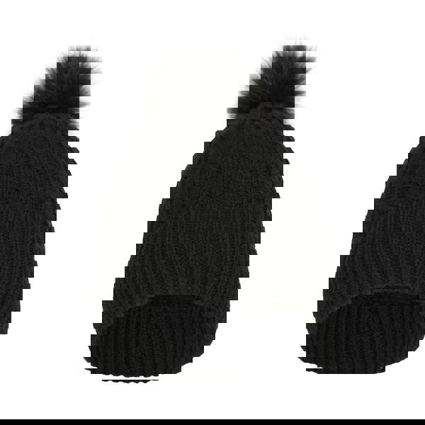 Mountain Warehouse Womens/Ladies Pom Pom Faux Fur Lined Beanie - Black - 